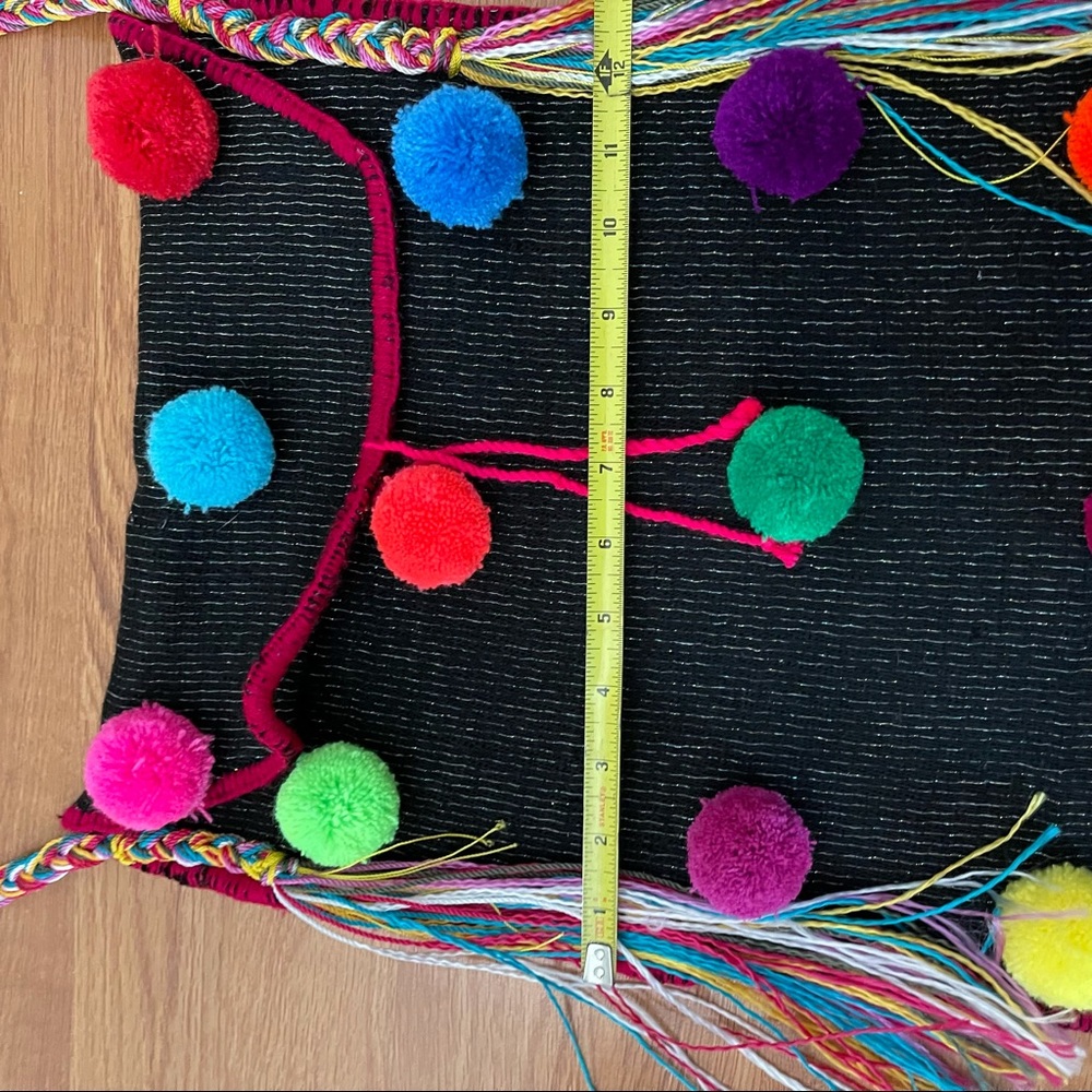 Handmade Mexican Pom Pom Crossbody Bag - Picture 10 of 11